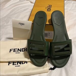 Fendi Green Slide Sandals